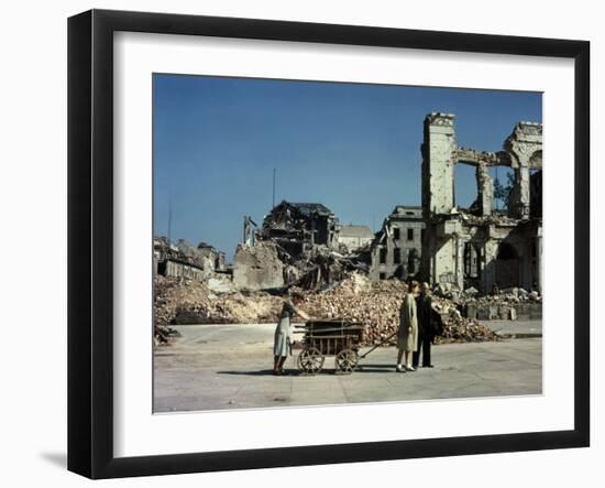 Bomb-damaged Street in Berlin, Germany 1946-null-Framed Photographic Print