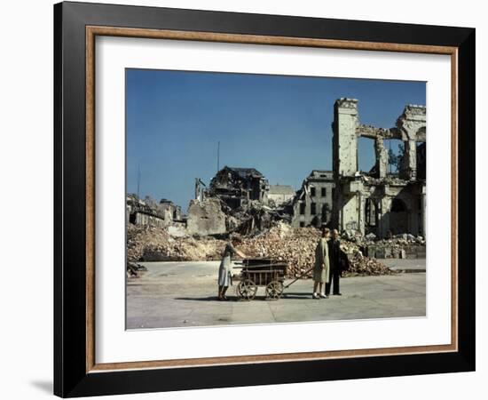 Bomb-damaged Street in Berlin, Germany 1946-null-Framed Photographic Print