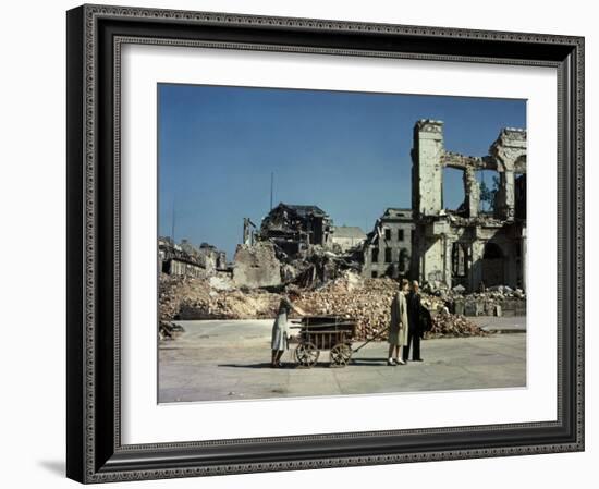 Bomb-damaged Street in Berlin, Germany 1946-null-Framed Photographic Print