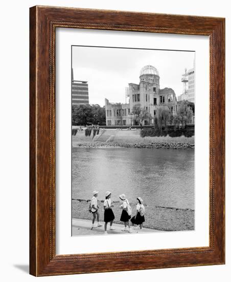 Bomb Dome and Schoolchildren, Hiroshima, Japan-Walter Bibikow-Framed Photographic Print