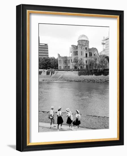 Bomb Dome and Schoolchildren, Hiroshima, Japan-Walter Bibikow-Framed Photographic Print