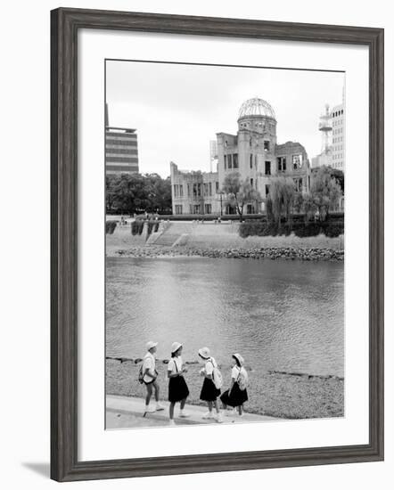 Bomb Dome and Schoolchildren, Hiroshima, Japan-Walter Bibikow-Framed Photographic Print