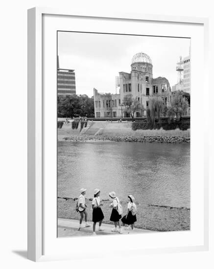 Bomb Dome and Schoolchildren, Hiroshima, Japan-Walter Bibikow-Framed Photographic Print