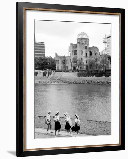 Bomb Dome and Schoolchildren, Hiroshima, Japan-Walter Bibikow-Framed Photographic Print