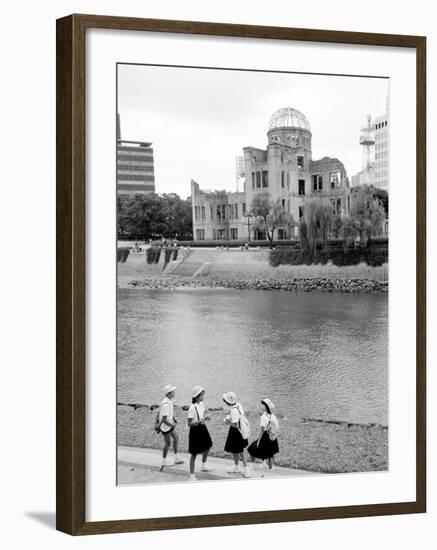 Bomb Dome and Schoolchildren, Hiroshima, Japan-Walter Bibikow-Framed Photographic Print