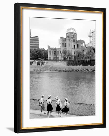 Bomb Dome and Schoolchildren, Hiroshima, Japan-Walter Bibikow-Framed Photographic Print