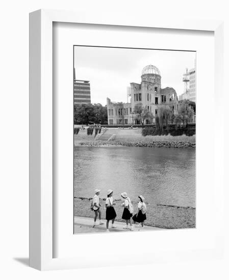 Bomb Dome and Schoolchildren, Hiroshima, Japan-Walter Bibikow-Framed Photographic Print