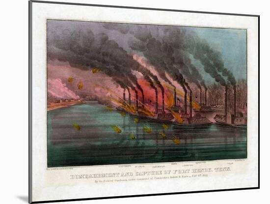 Bombardment and Capture of Fort Henry, Tennessee-Currier & Ives-Mounted Giclee Print