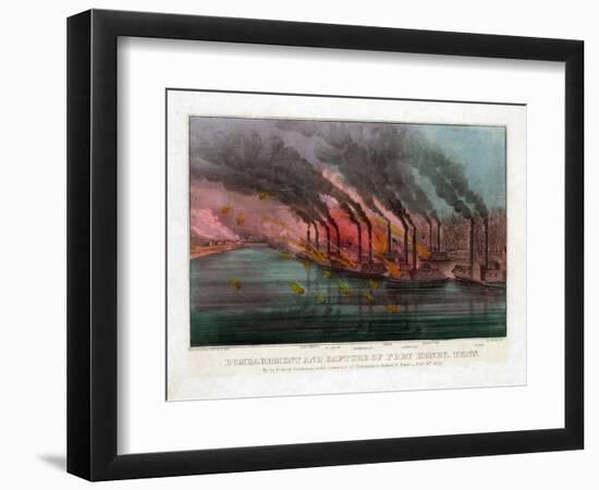 Bombardment and Capture of Fort Henry, Tennessee-Currier & Ives-Framed Giclee Print