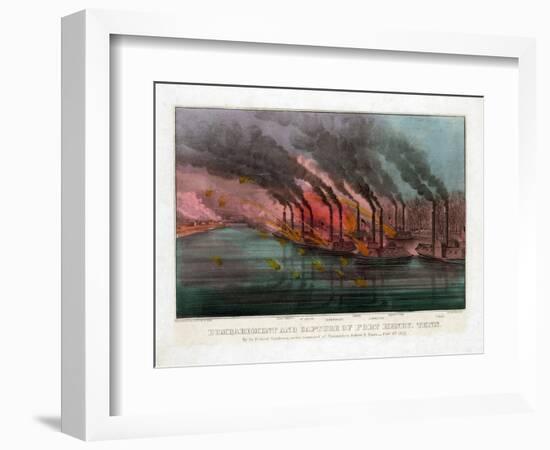 Bombardment and Capture of Fort Henry, Tennessee-Currier & Ives-Framed Giclee Print