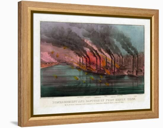 Bombardment and Capture of Fort Henry, Tennessee-Currier & Ives-Framed Premier Image Canvas