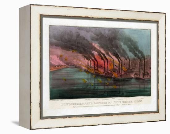 Bombardment and Capture of Fort Henry, Tennessee-Currier & Ives-Framed Premier Image Canvas