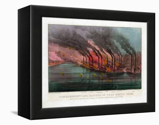 Bombardment and Capture of Fort Henry, Tennessee-Currier & Ives-Framed Premier Image Canvas