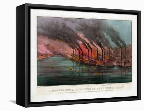 Bombardment and Capture of Fort Henry, Tennessee-Currier & Ives-Framed Premier Image Canvas