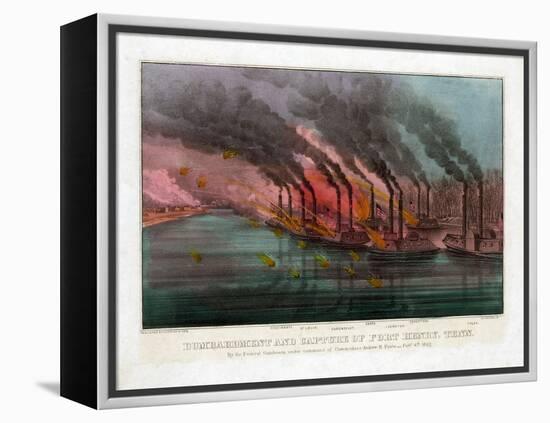 Bombardment and Capture of Fort Henry, Tennessee-Currier & Ives-Framed Premier Image Canvas