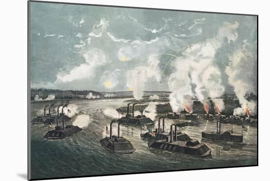 Bombardment and Capture of Island No.10 on the Mississippi River, 7th April 1862-Currier & Ives-Mounted Giclee Print