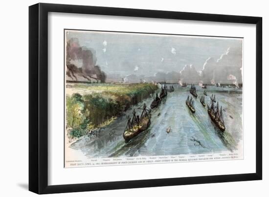 Bombardment of Forts Jackson and St Philip, Louisiana, American Civil War, April 1862-W Waud-Framed Giclee Print