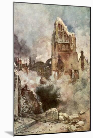 Bombardment of the Belfry, Arras, France, July 1915-Francois Flameng-Mounted Giclee Print