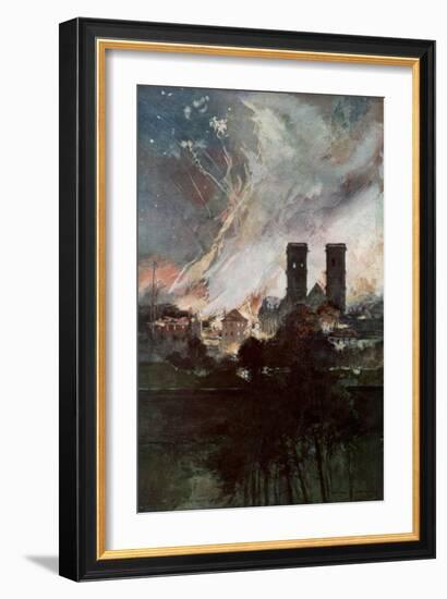 Bombardment of Verdun with Incendiary Shells, France, 25-26 March 1916-Francois Flameng-Framed Giclee Print