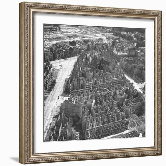 Bombed Out Buildings in Berlin Following Allied Capture of the City-null-Framed Photographic Print