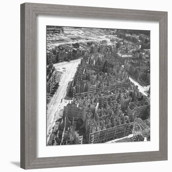 Bombed Out Buildings in Berlin Following Allied Capture of the City-null-Framed Photographic Print