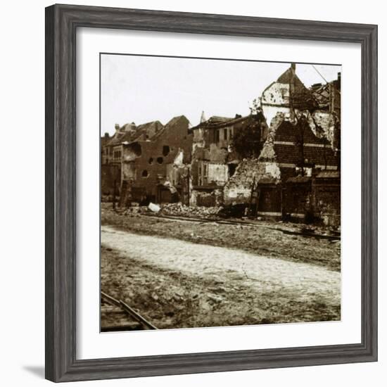 Bombed-out buildings, Nieuwpoort, Flanders, Belgium, c1914-c1918-Unknown-Framed Photographic Print