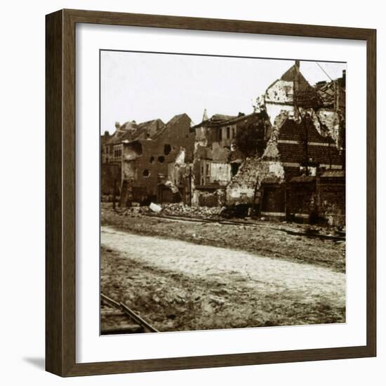 Bombed-out buildings, Nieuwpoort, Flanders, Belgium, c1914-c1918-Unknown-Framed Photographic Print