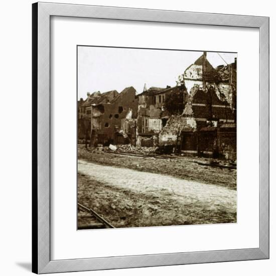 Bombed-out buildings, Nieuwpoort, Flanders, Belgium, c1914-c1918-Unknown-Framed Photographic Print