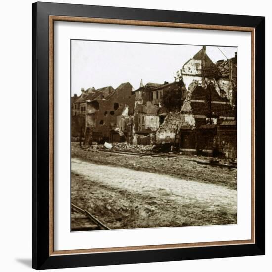 Bombed-out buildings, Nieuwpoort, Flanders, Belgium, c1914-c1918-Unknown-Framed Photographic Print