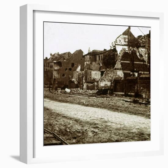 Bombed-out buildings, Nieuwpoort, Flanders, Belgium, c1914-c1918-Unknown-Framed Photographic Print