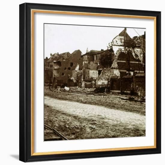 Bombed-out buildings, Nieuwpoort, Flanders, Belgium, c1914-c1918-Unknown-Framed Photographic Print