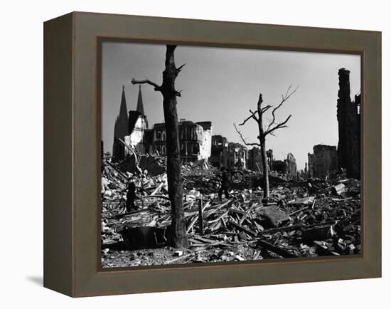 Bombed Out Ruins of Cologne, a Result of Massive Allied Air Raid Attacks-Margaret Bourke-White-Framed Premier Image Canvas