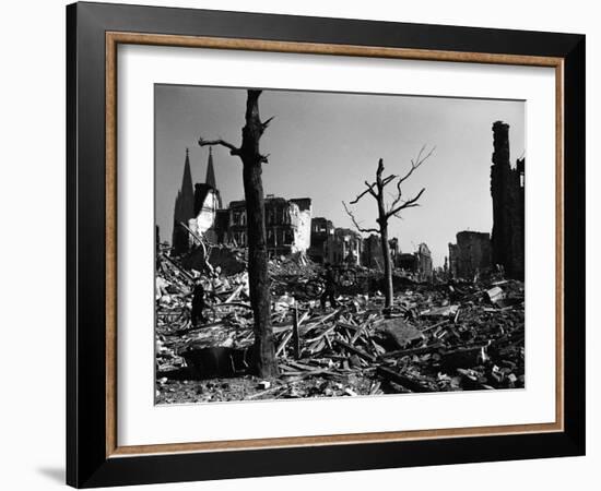 Bombed Out Ruins of Cologne, a Result of Massive Allied Air Raid Attacks-Margaret Bourke-White-Framed Photographic Print