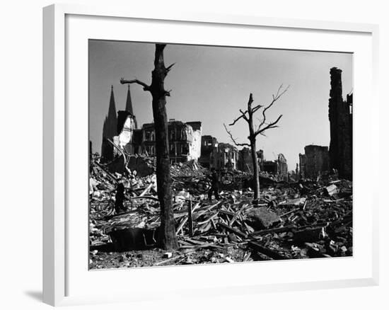 Bombed Out Ruins of Cologne, a Result of Massive Allied Air Raid Attacks-Margaret Bourke-White-Framed Photographic Print