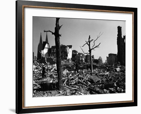 Bombed Out Ruins of Cologne, a Result of Massive Allied Air Raid Attacks-Margaret Bourke-White-Framed Photographic Print