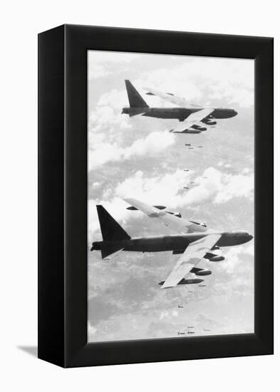 Bomber Planes Releasing Bombs-null-Framed Premier Image Canvas