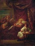 The Death of St. Ambrose, before 1706 (Oil on Canvas)-Bon De Boulogne-Giclee Print