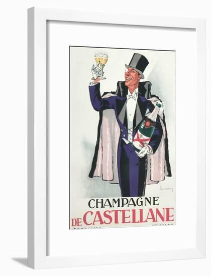 Bon Vivant with Champagne and Monocle-null-Framed Art Print