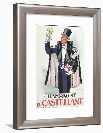 Bon Vivant with Champagne and Monocle-null-Framed Art Print