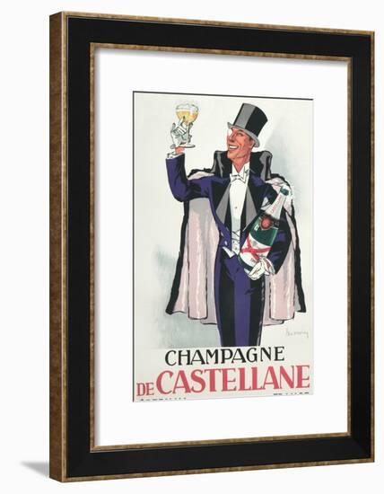 Bon Vivant with Champagne and Monocle-null-Framed Art Print