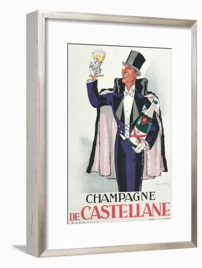 Bon Vivant with Champagne and Monocle-null-Framed Art Print