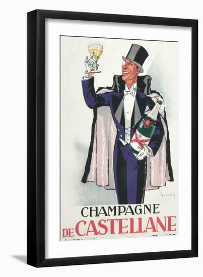 Bon Vivant with Champagne and Monocle-null-Framed Art Print