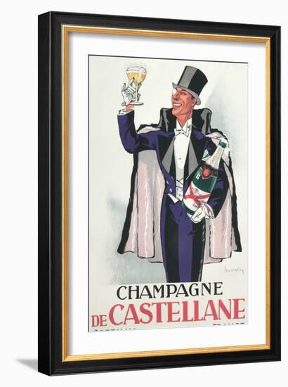 Bon Vivant with Champagne and Monocle-null-Framed Art Print