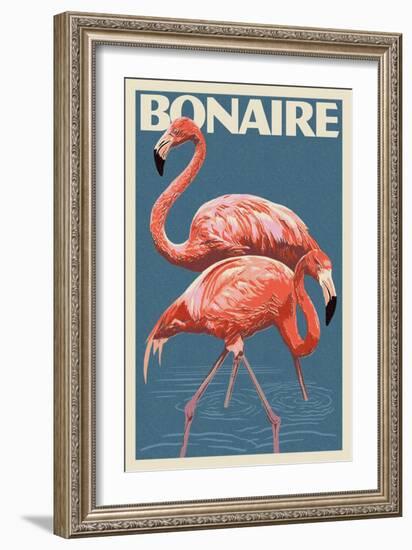 Bonaire, Dutch Caribbean - Flamingo-Lantern Press-Framed Art Print