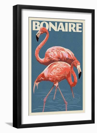 Bonaire, Dutch Caribbean - Flamingo-Lantern Press-Framed Art Print