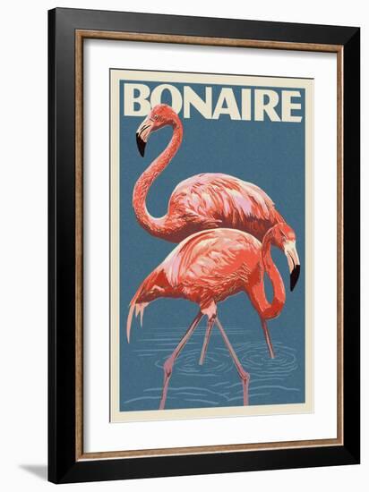 Bonaire, Dutch Caribbean - Flamingo-Lantern Press-Framed Art Print