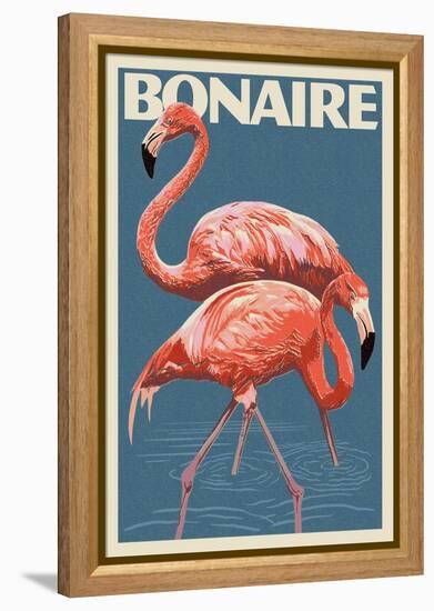 Bonaire, Dutch Caribbean - Flamingo-Lantern Press-Framed Stretched Canvas