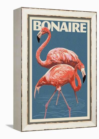 Bonaire, Dutch Caribbean - Flamingo-Lantern Press-Framed Stretched Canvas