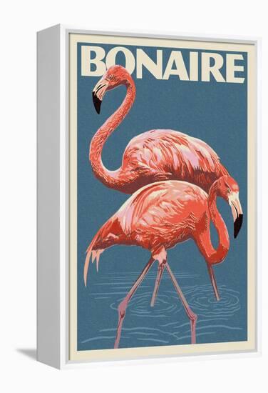 Bonaire, Dutch Caribbean - Flamingo-Lantern Press-Framed Stretched Canvas