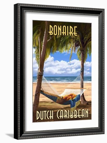 Bonaire, Dutch Caribbean - Hammock and Palms-Lantern Press-Framed Premium Giclee Print